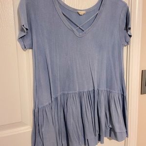 Large flowy blue wash shirt/blouse